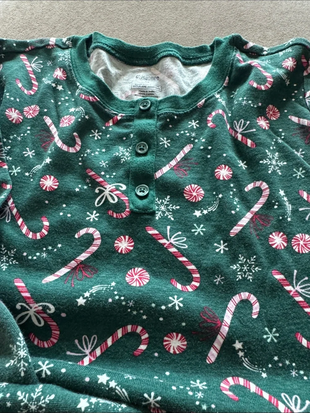 Gymboree Green Candy Cane Print Kids Pajama Set
